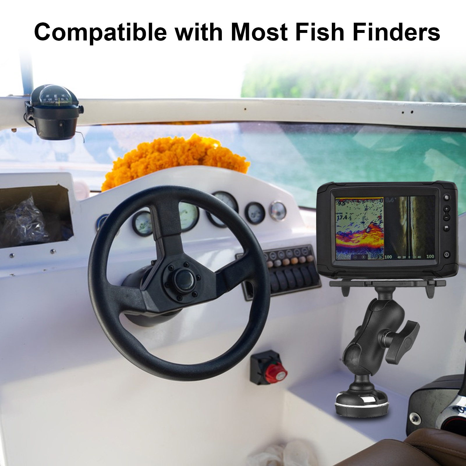 Fish Finder Mount with Rectang - Fishing Kayak Fish Finder Mount reseña y precio